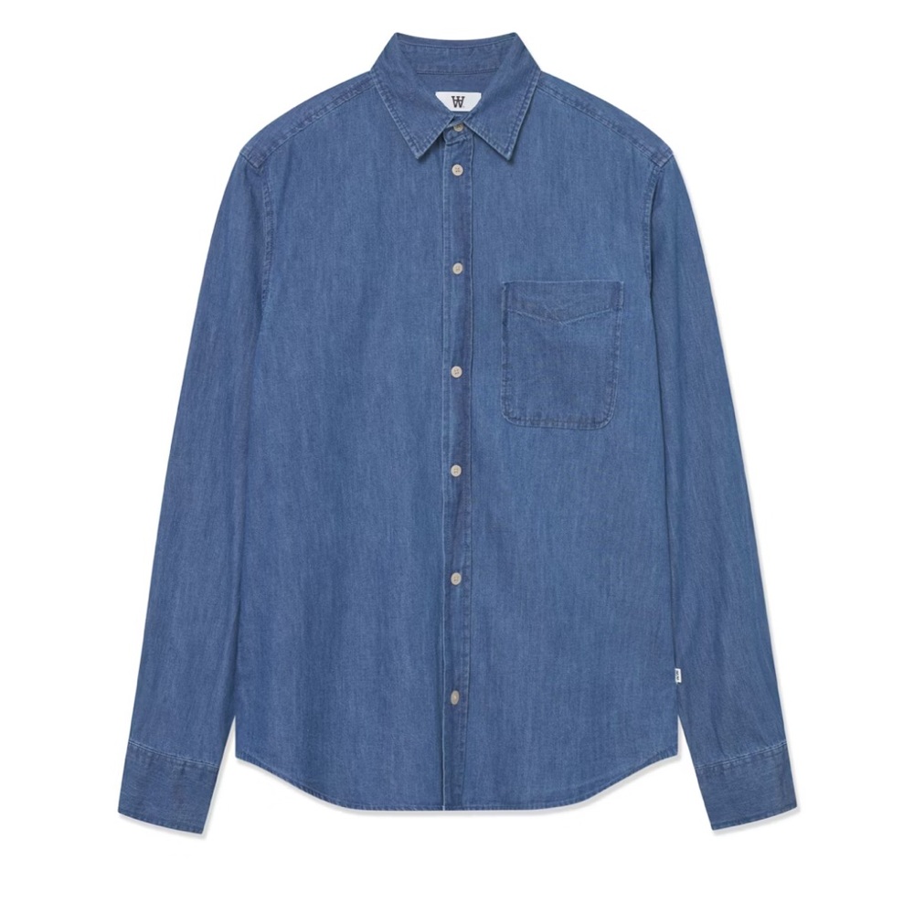 Wood Wood denim men's shirt, size large.  Cotton.